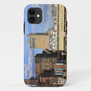 Coque iPhone 11 NYC Skyline Domino Sugar Factory, Graffiti