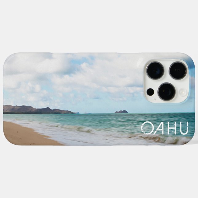Coques Case-Mate iPhone Oahu Hawaii Waves & Beach Oil Paint Art numérique (Verso (horizontal))