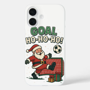 Coque Pour iPhone 16 Objectif de football père Noël - Drôle de football