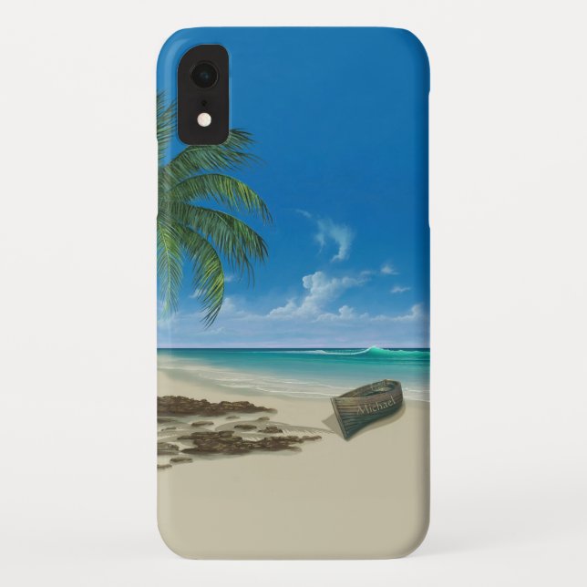Coques Case-Mate iPhone Ocean Beach avec nom (Dos)