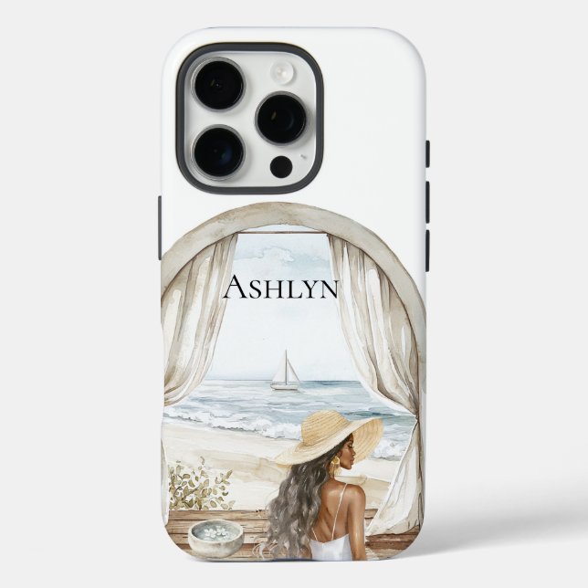 Coques Case-Mate iPhone Ocean Beach Black Woman (Verso)