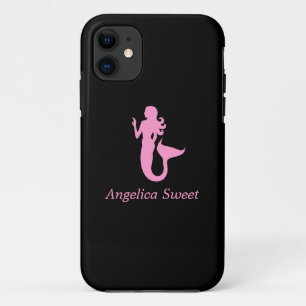 Coque Case-Mate Pour iPhone Océan Glow_Pink-on-Black Mermaid_personalized