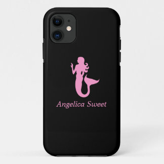 Coque Case-Mate Pour iPhone Océan Glow_Pink-on-Black Mermaid_personalized