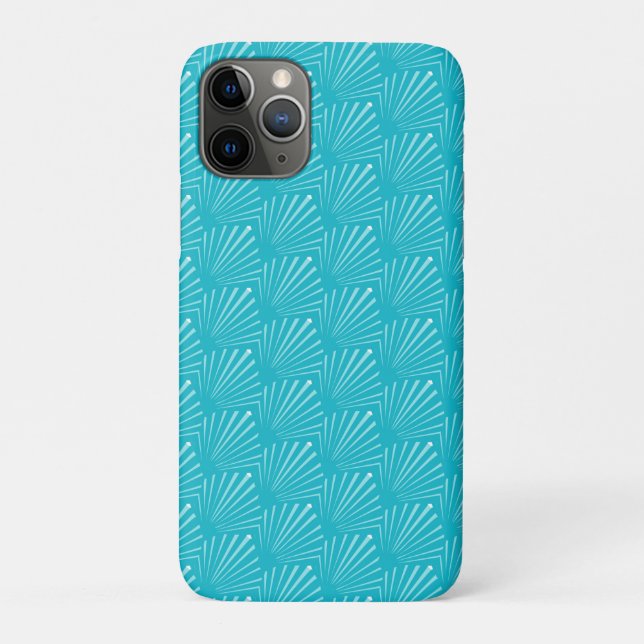 Coques Case-Mate iPhone Océan Pastel Bleu Silhouette de Coquillages Lignes (Dos)