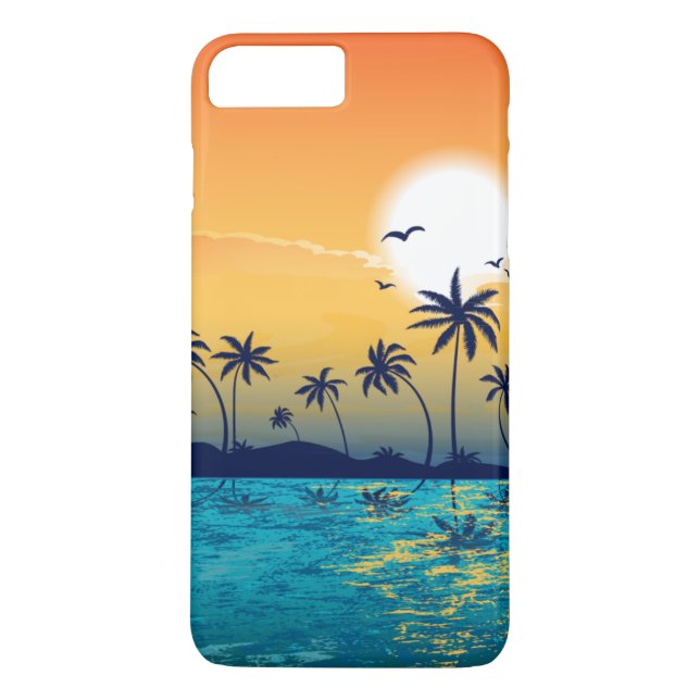 Coques Case-Mate iPhone Océan tropical de palmiers de lever de soleil de (Dos)