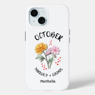 Coque Case-Mate iPhone OCTOBRE Mois de naissance Fleur Nom personnalisé C