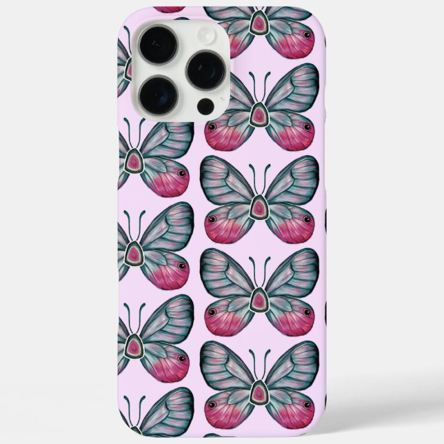 Coques Case-Mate iPhone Octobre Verre Motif papillon rose (Verso)