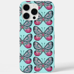 Coque iPhone 16 Pro Max Octobre Verre Turquoise Motif papillon
