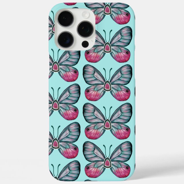 Coques Case-Mate iPhone Octobre Verre Turquoise Motif papillon (Verso)