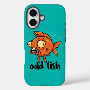 Coque Pour iPhone 16 Odd Fish Quirky Funny Orange Goldfish Cartoon