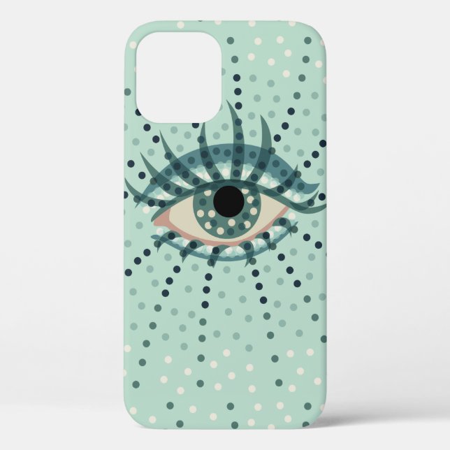 Coques Case-Mate iPhone Oeil bleu étrange avec des points d'art psychédéli (Verso)