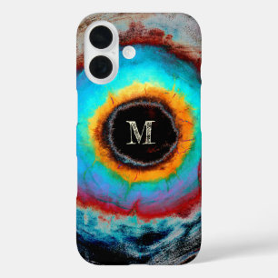 Coque Pour iPhone 16 Oeil cosmique éthéré Monogramme Abstrait Vibrant A