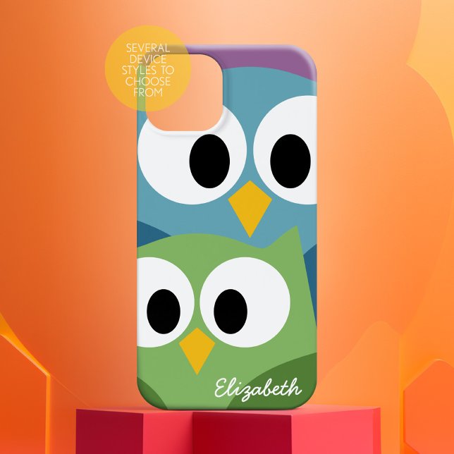Coques Case-Mate iPhone Oeil de dessin de la Chouette mignonne avec nom -  (Personalized Phone Case - Add Custom Text)