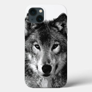 iPhone 13 Case Oeil de loup noir et blanc