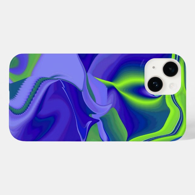 Coques Case-Mate iPhone Oeil mal, 3D Abstrait en vert bleu violet (Verso (horizontal))