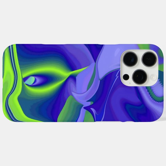 Coques Case-Mate iPhone Oeil mal, 3D Abstrait en vert bleu violet (Verso (horizontal))