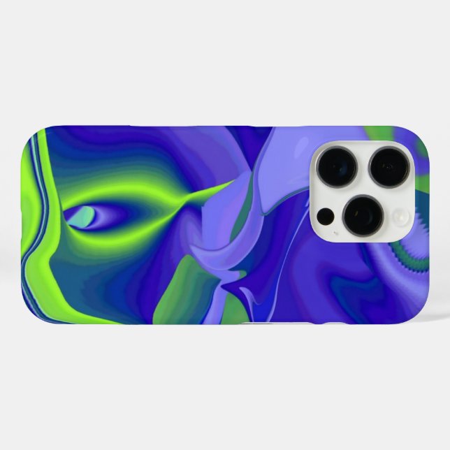 Coques Case-Mate iPhone Oeil mal, 3D Abstrait en vert bleu violet (Verso (horizontal))