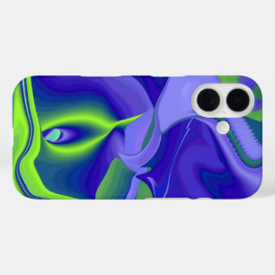 Coque Pour iPhone 16 Oeil mal, 3D Abstrait en vert bleu violet