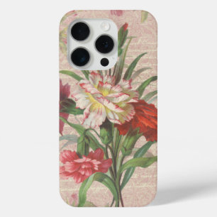 Coque iPhone 15 Pro Oeillets vintages avec l'arrière - plan floral de