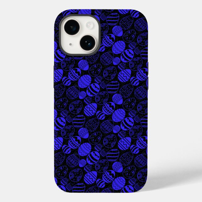 Coques Case-Mate iPhone OEufs de Pâques Motif 01.b BG Noir (Verso)