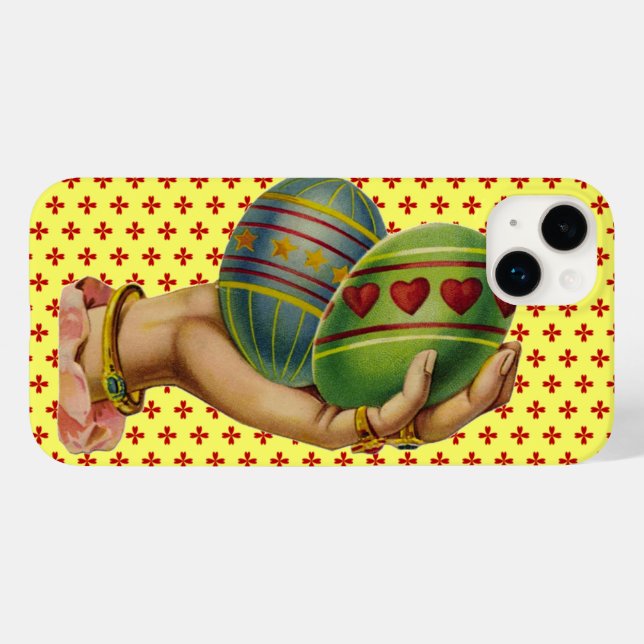 Coques Case-Mate iPhone Œufs de Pâques vintage (Verso (horizontal))