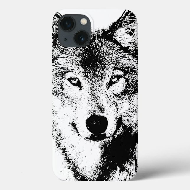 Coques Case-Mate iPhone Oeuvre créative design Black & White Wolf (Verso)