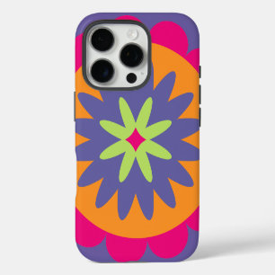 Coque iPhone 16 Pro Œuvre d'art à motif botanique rétro groovy