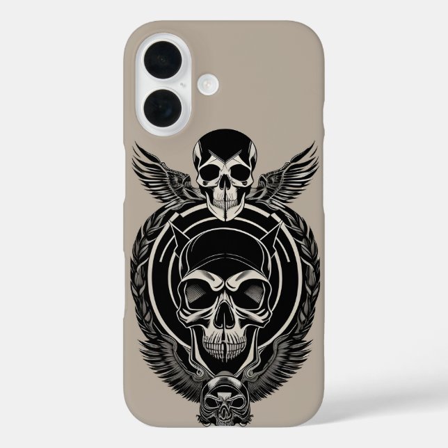 Coques Case-Mate iPhone Œuvre d'art de crâne gothique avec détails complex (Verso)