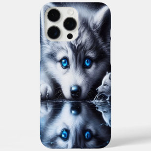 Coque iPhone 16 Pro Max Œuvre d'art de loup au clair de lune