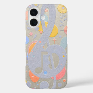 Coque Pour iPhone 16 Œuvre d'art de note de musique abstraite