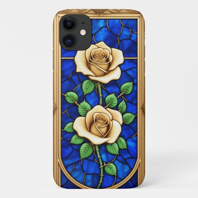 Coques Case-Mate iPhone Œuvre d'art de rose dorée ornée (Dos)