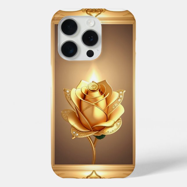 Coques Case-Mate iPhone Œuvre d'art décorative Rose encadrée dorée (Verso)