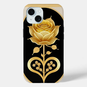 Coque Case-Mate iPhone Œuvre d'art décorative Rose encadrée dorée