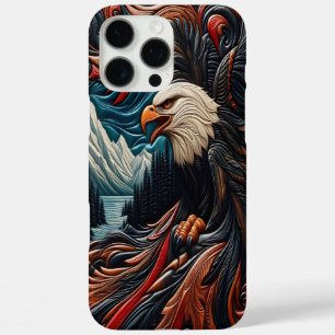 Coque iPhone 16 Pro Max Œuvre d'art en cuir de style Eagle Scenic