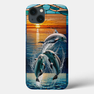 Case-Mate iPhone Case Œuvre d'art en verre coloré représentant des dauph