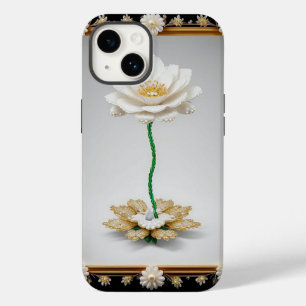 Coque Case-Mate iPhone Œuvre d'art florale élégante avec accents dorés lu