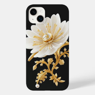 Coque Case-Mate iPhone Œuvre d'art florale élégante avec accents dorés lu