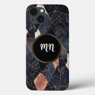 Case-Mate iPhone Case Œuvre d'art géométrique abstraite avec doré et noi