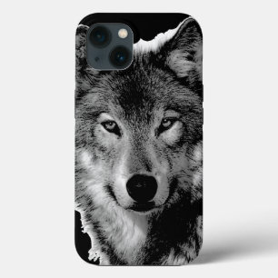 iPhone 13 Case Oeuvre de Loup noir et blanc
