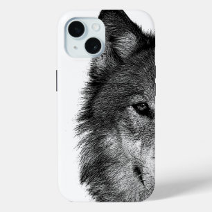 Coque Case-Mate iPhone OEuvre d'oeil de loup noir et blanc