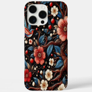 Coque iPhone 16 Pro Max Oeuvre florale en fleurs de cerisier bleu