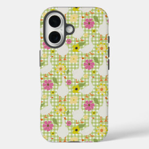 Coque Pour iPhone 16 Oies mignonnes Aux Fleurs Dessinées À La Main - Gr