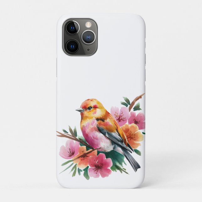 Coques Case-Mate iPhone Oiseau à Fleur Rose (Dos)