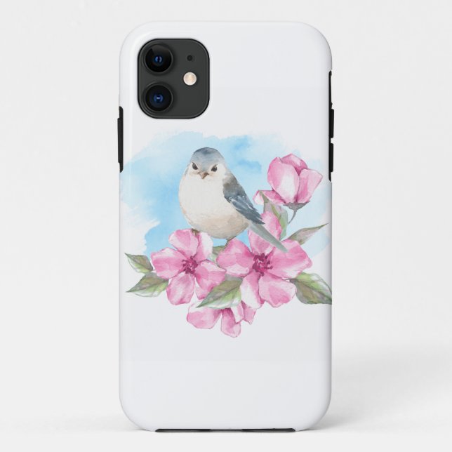 Coques Case-Mate iPhone Oiseau blanc. Ressort d'aquarelle (Dos)