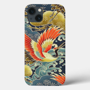 Case-Mate iPhone Case Oiseau bleu or Oriental Japonais Kimono Floral