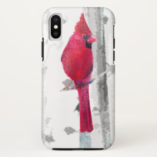 Coque Case-Mate iPhone Oiseau cardinal rouge dans un magnifique Birch Tre