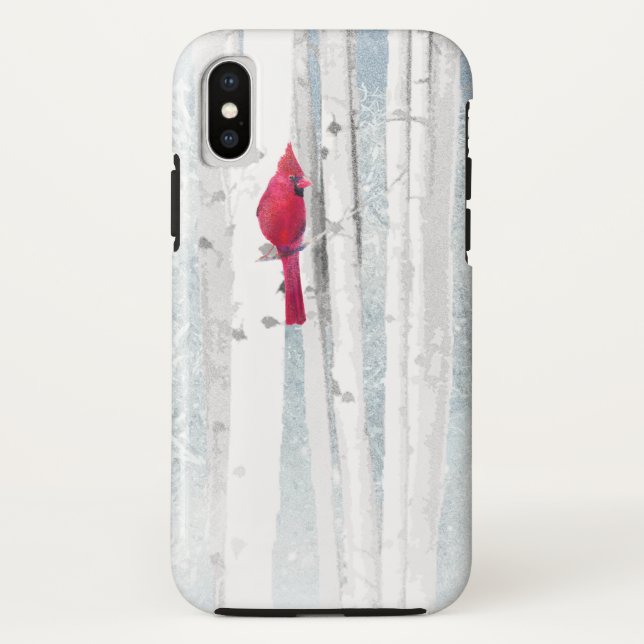 Coques Case-Mate iPhone Oiseau cardinal rouge dans un magnifique Birch Tre (Dos)