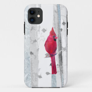 Case-Mate iPhone Case Oiseau cardinal rouge dans un magnifique Birch Tre