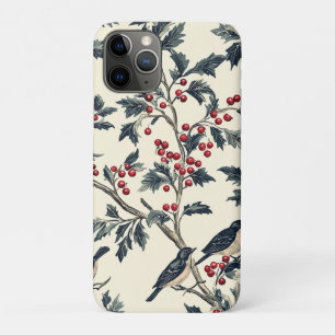 Case-Mate iPhone Case Oiseau Chanteur Élégant Motif Houx Hiver Crème Rou