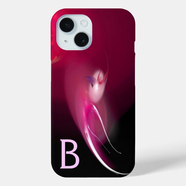COQUES Case-Mate iPhone OISEAU CLAIR / FUCHSIA ROSE NOIR MONOGRAMME ABSTRA (Verso)